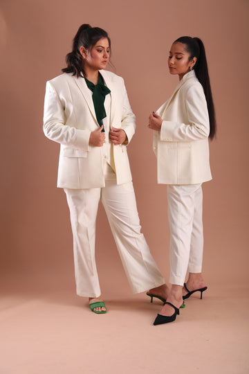 Women's Formal  Statement White Three Piece Suit